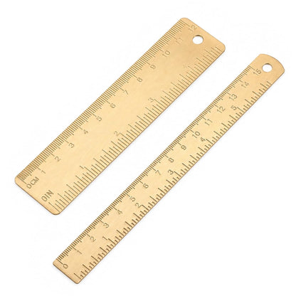 2 Pack 5 & 6 Inch Dual Scale Brass Ruler Set with Hanging Hole