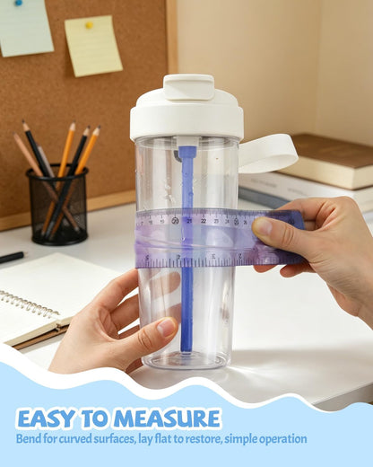12 Inch & 6 Inch Flexible Ruler, Bendable Plastic Ruler, Soft Bendable Gradient Color Rulers with Centimeters and Inches for Student School Classroom Office Supplies