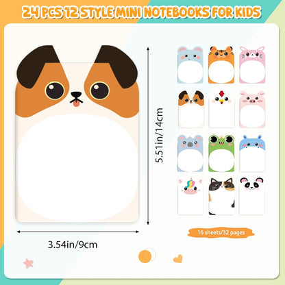 BESARME 24 Pcs Mini Notebooks for Kids Cute Animal Small Pocket Notepads