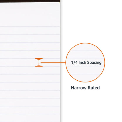 Amazon Basics Narrow Ruled Lined Writing Note Pads for Notes, Office Supplies, 5" x 8", White, 12-Pack of 50 Pages, Perforated
