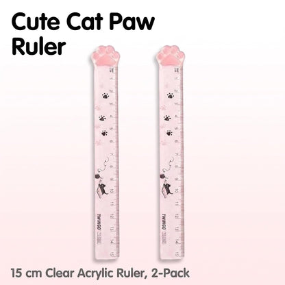15CM Pink Cats Claw Straight Rulers, Plastic Measuring Tool Kawaii Measuring Rulers, Portable Stationery School Supplies Stationery Transparent Ruler Drafting Tools and Drafting Kits