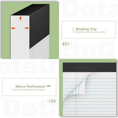 Legal Pads 8.5 x 11 Notepad, 2 Pack White Note Pads 8.5'' x 11'' for Work
