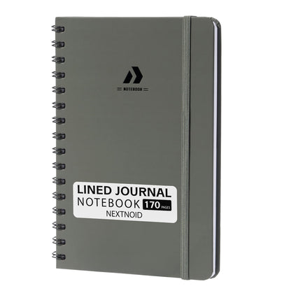 Nextnoid Lined Spiral Notebook Journal For Women & Men - A5(5.8" x 8.3") 170 Pages, Hardcover Notebooks for Work & Note Taking, College Ruled Journals for Writing - Grey