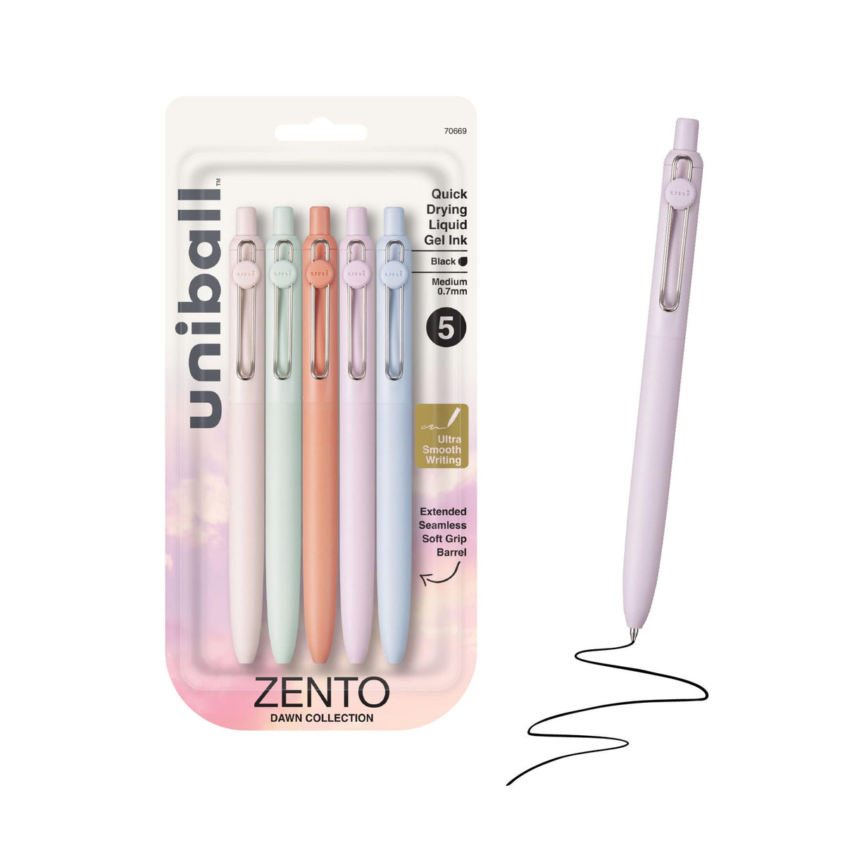 uniball™ Zento Gel Pens, Black Ink, 0.7mm Medium Point, 4 Count