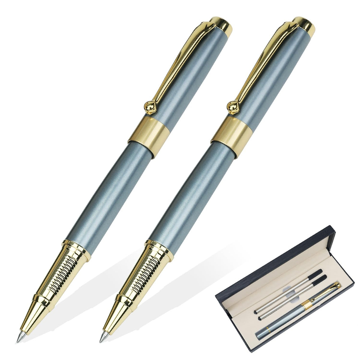 YIVONKA Ballpoint Pen Black Refill,Luxury Ballpoint Line width 0.5mm,Best Ball Pen Gift Set for Men & Women Professional Executive,Office,Nice BallPens Classy Gift Box (Blue)