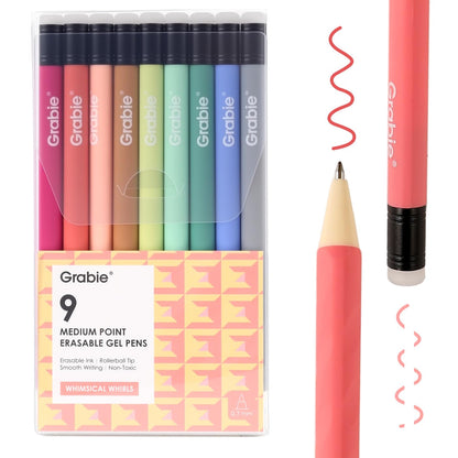 Grabie Erasable Gel Pens, 9 Color 0.7 mm Point, Rustic Reverie