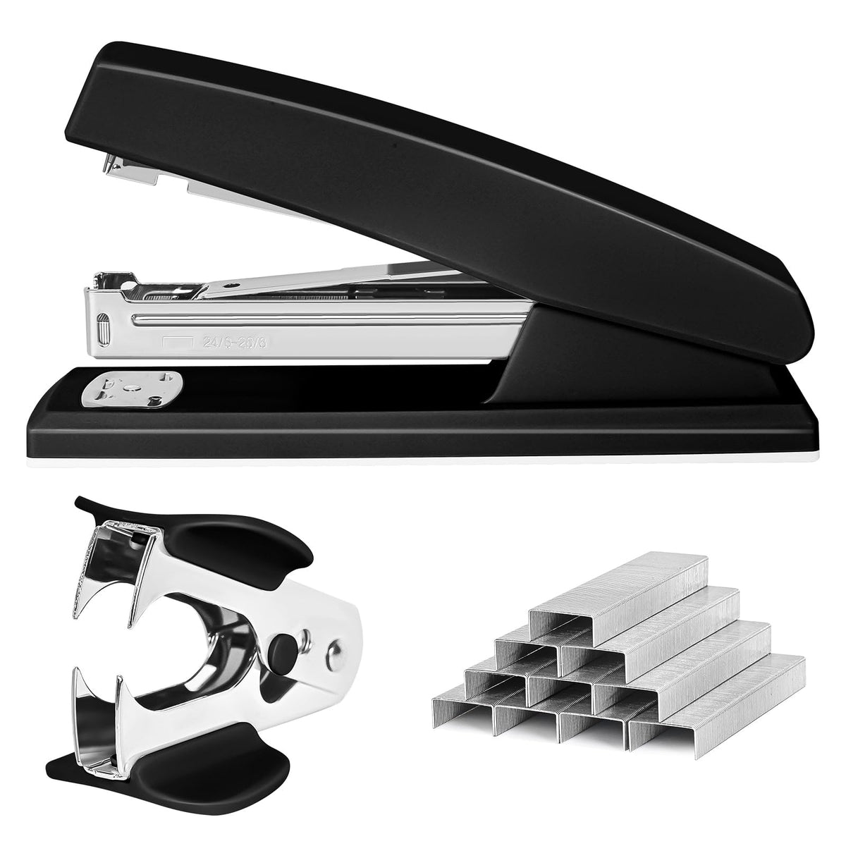 Stapler 25 Sheet Capacity with 1000 Staples and Staple Remover, Black