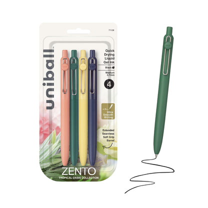 uniball™ Zento Gel Pens, Black Ink, 0.7mm Medium Point, 4 Count