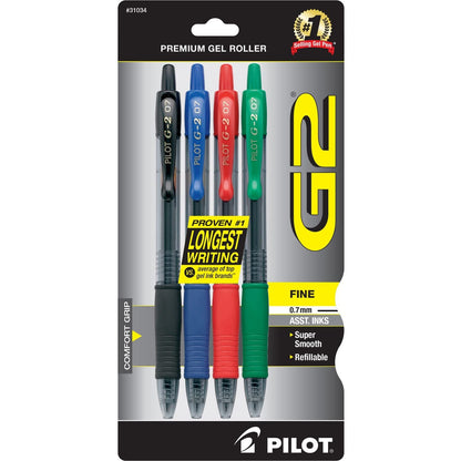 PILOT G2 Premium Gel Pens, Fine Point 0.7mm, Black Ink, 4-Pack