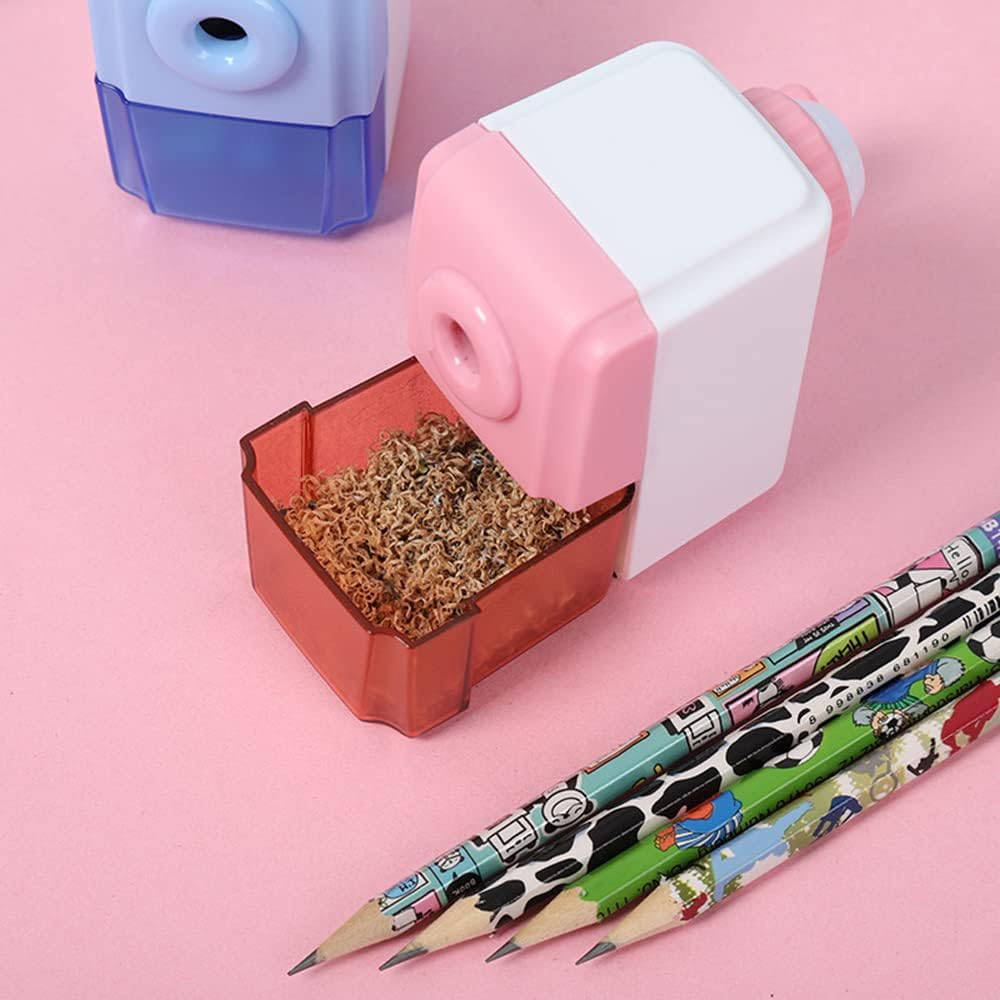 Pencil Sharpeners Manual Sharpener Desktop Colored Pencil Sharpener Handheld Children Kids Gift School Stationery Office Students Supplies (Blue)