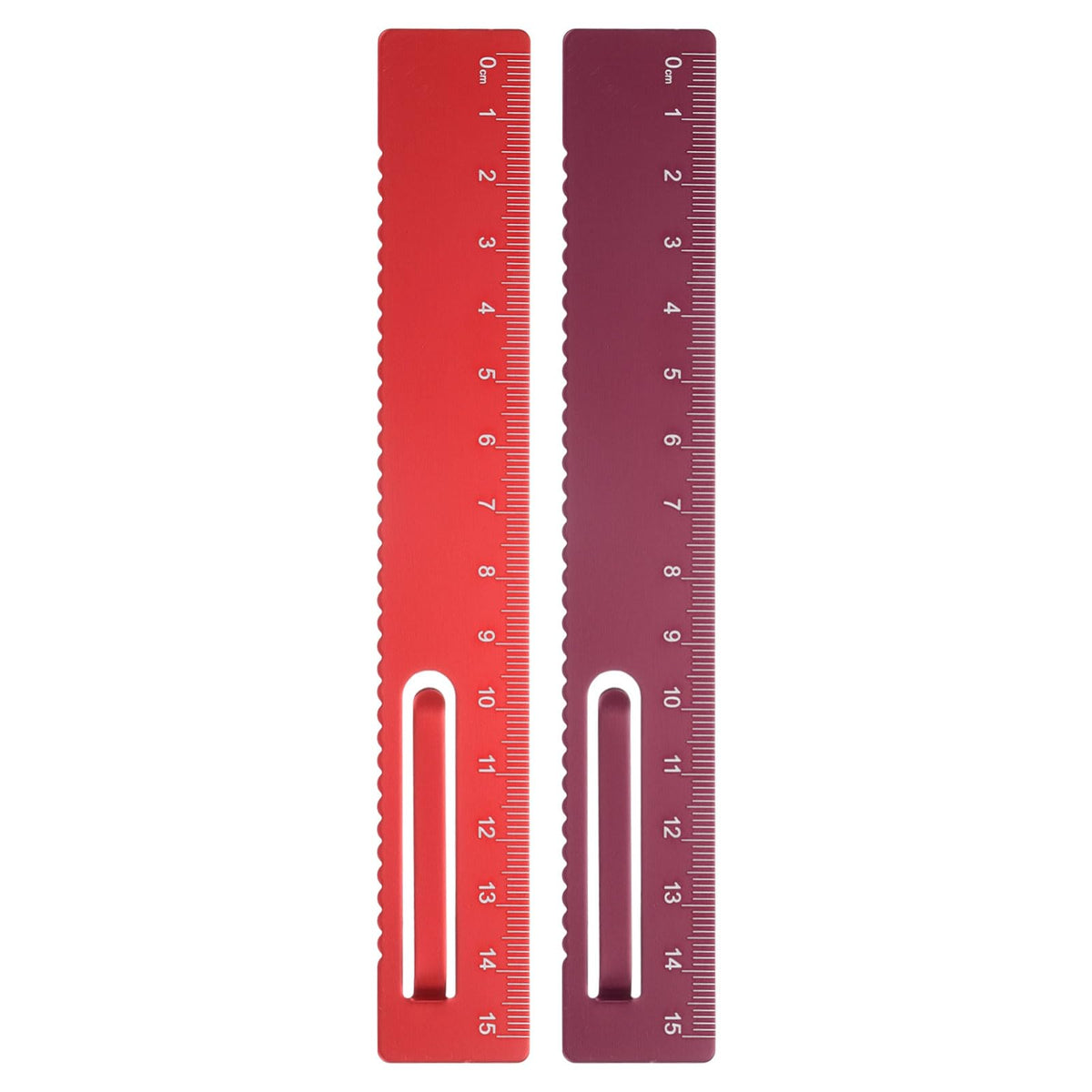 HARFINGTON 2pcs Straight Ruler 15cm Metal Bookmark Clip Rulers Blue/Rose
