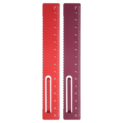 HARFINGTON 2pcs Straight Ruler 15cm Metal Bookmark Clip Rulers Blue/Rose