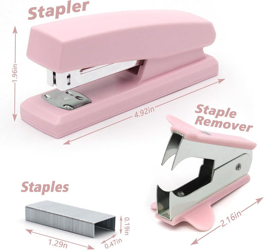 Pink Office Stapler, Paper Stapler and Staples, Pink Office Supplies