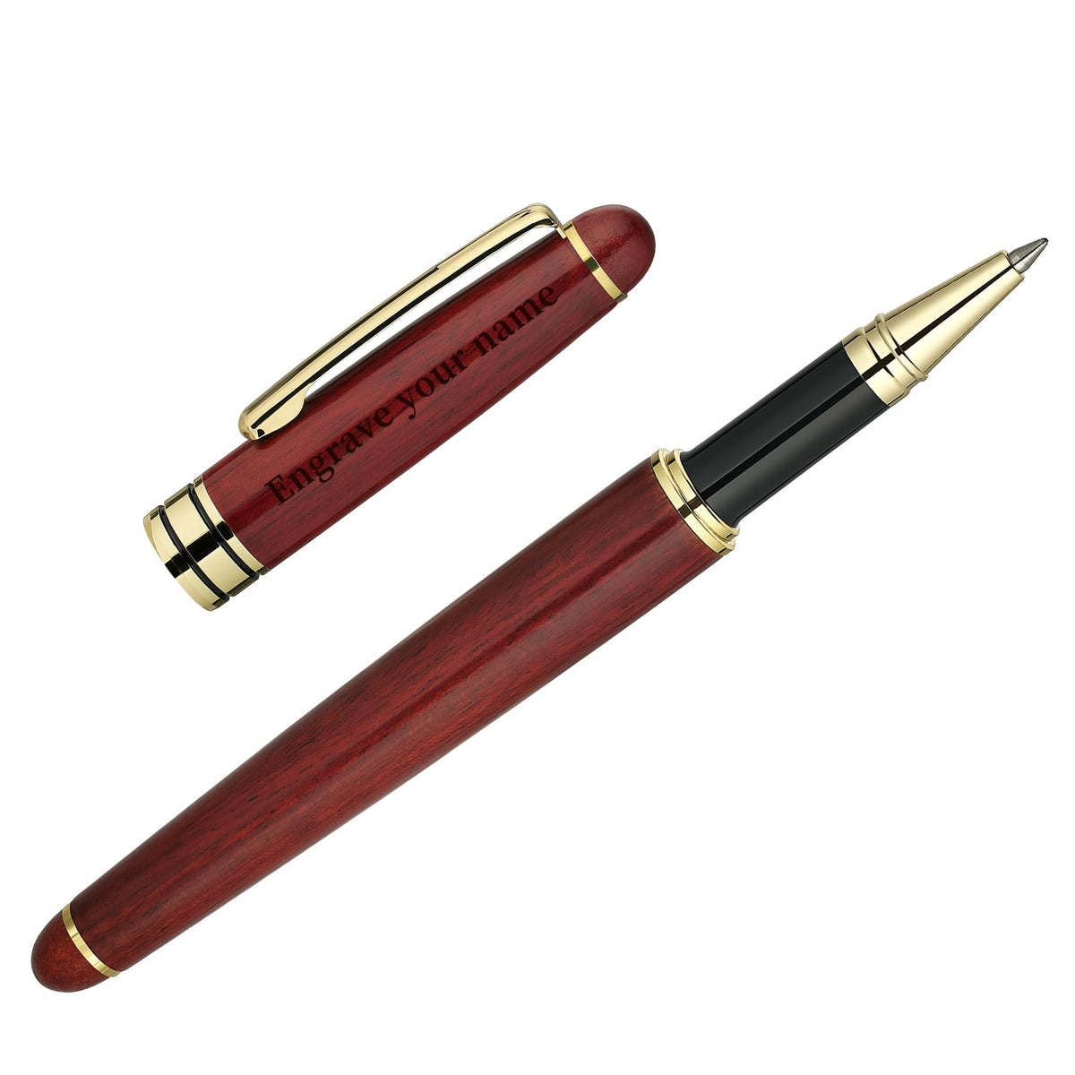 BEILUNER Wood Rollerball Pen Set, Elegant, Rosewood with Gold Finish