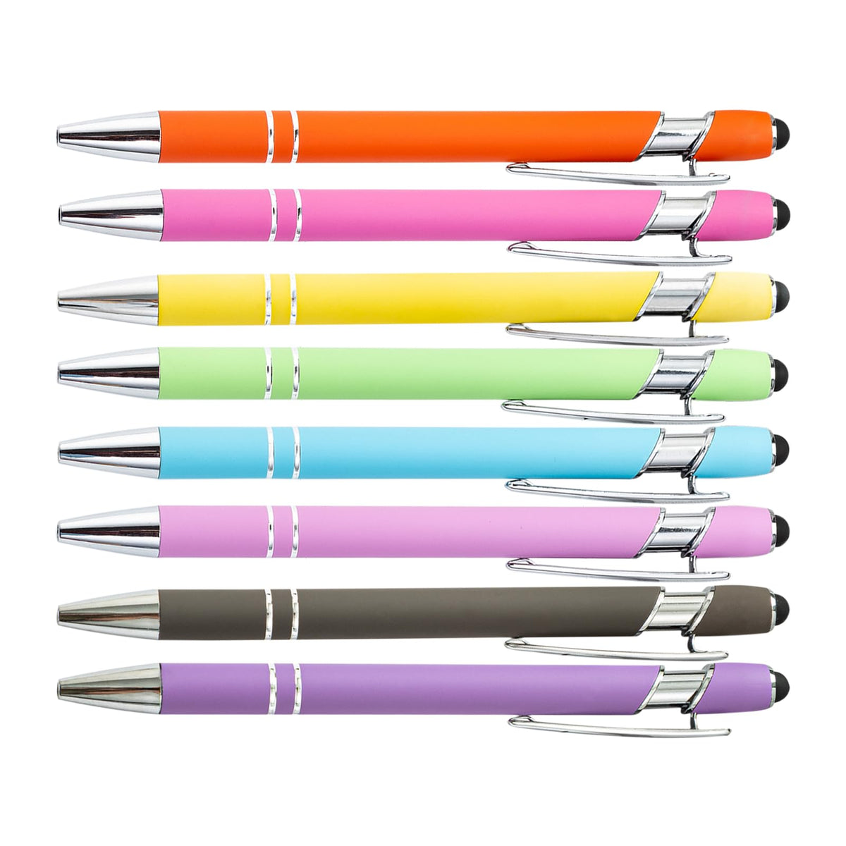 PASISIBICK 12-Piece Black Ballpoint Pen with Stylus Tip, 2 in 1 Stylish Metal Touch Screen Pen - Black Ink, 1.0 mm Medium Point - 5.5 x 0.4 inch / 14 x 1 cm