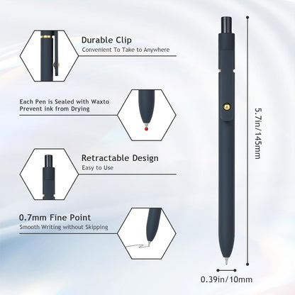 Ddaowanx Gel Pens,6 Pcs 0.7mm Retractable Quick Dry Black Ink Pens