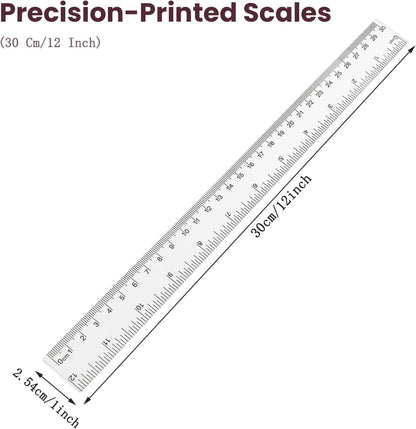 ZUFECY 8-Pack Clear Acrylic Ruler, 12 Inches Flexible Clear Ruler, Inches and Metric Scale Measuring Tool