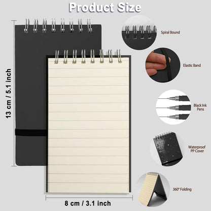 3 Pack Pocket Spiral Notebook With Pen, 5.1"x 3.1" 100 Pages A7 Lined Paper