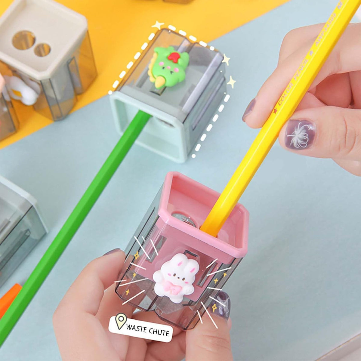 2PCS Pencil Sharpener, Lip Liner Sharpener, sharpened Pencil, Children's Pencil, Office Supplies, School Supplies, School (2), Transparent