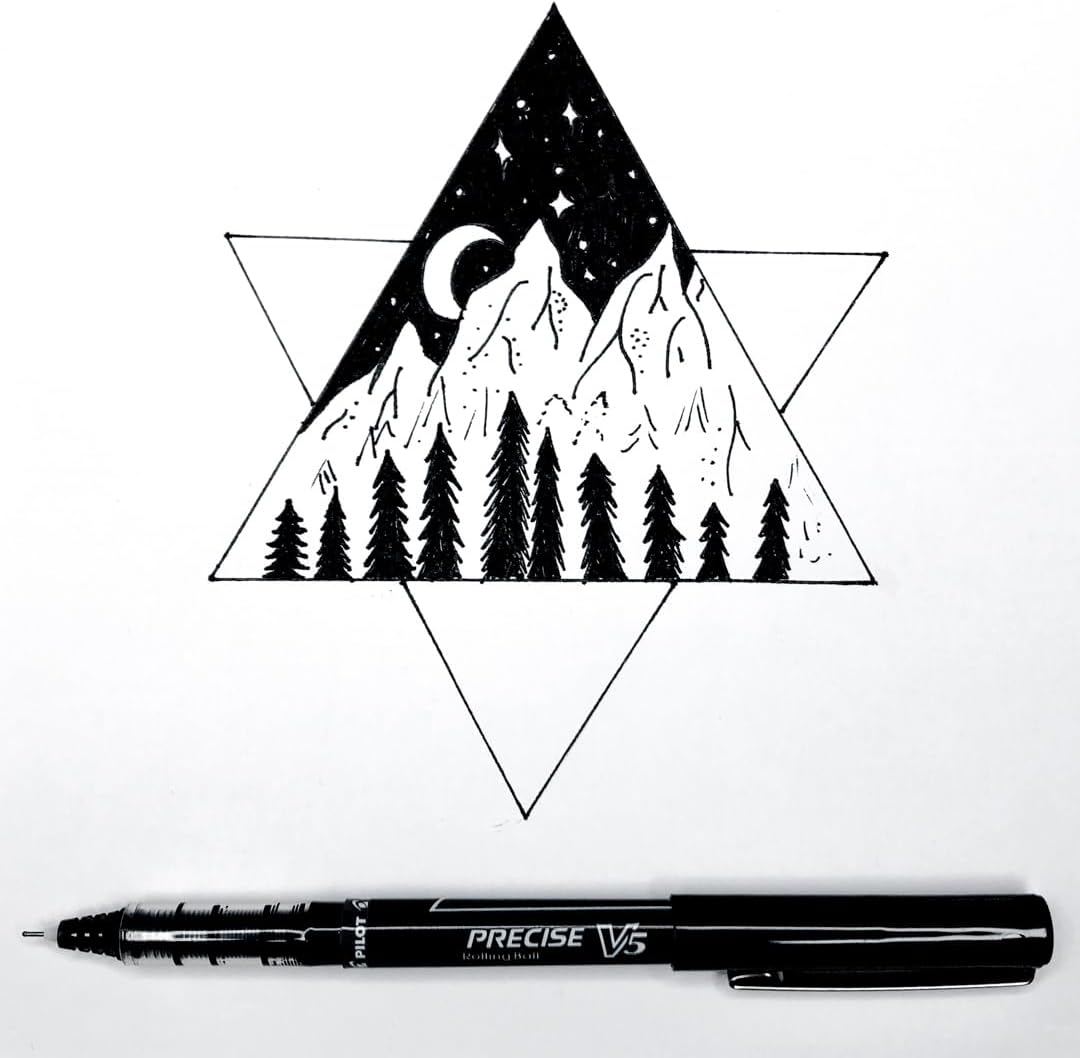 PILOT Precise V5, Extra Fine Point 0.5 mm Black Pens, Black, Pack of 12