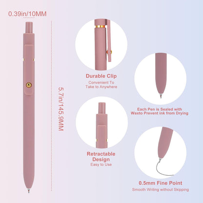 Ddaowanx Gel Pens,6 Pcs 0.5mm Retractable Quick Dry Black Ink Pens