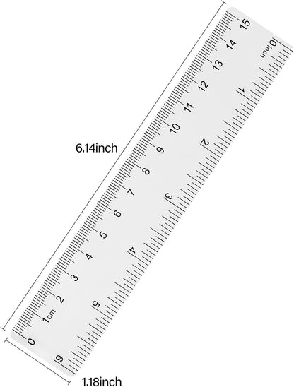 Unjoo Clear Plastic Ruler 6 Inch Straight Rulers, for School, Office, 2pcs