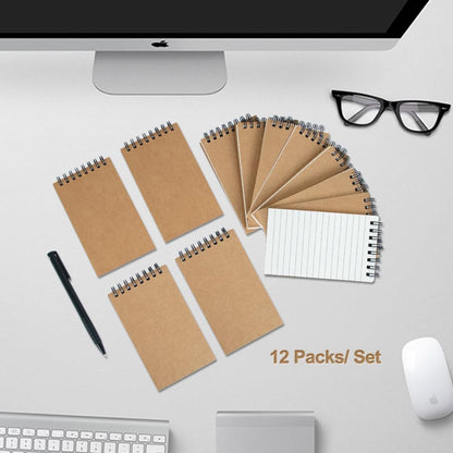 12 Pack 3x5" Mini Notebook, Small Spiral College Ruled Notepad for School