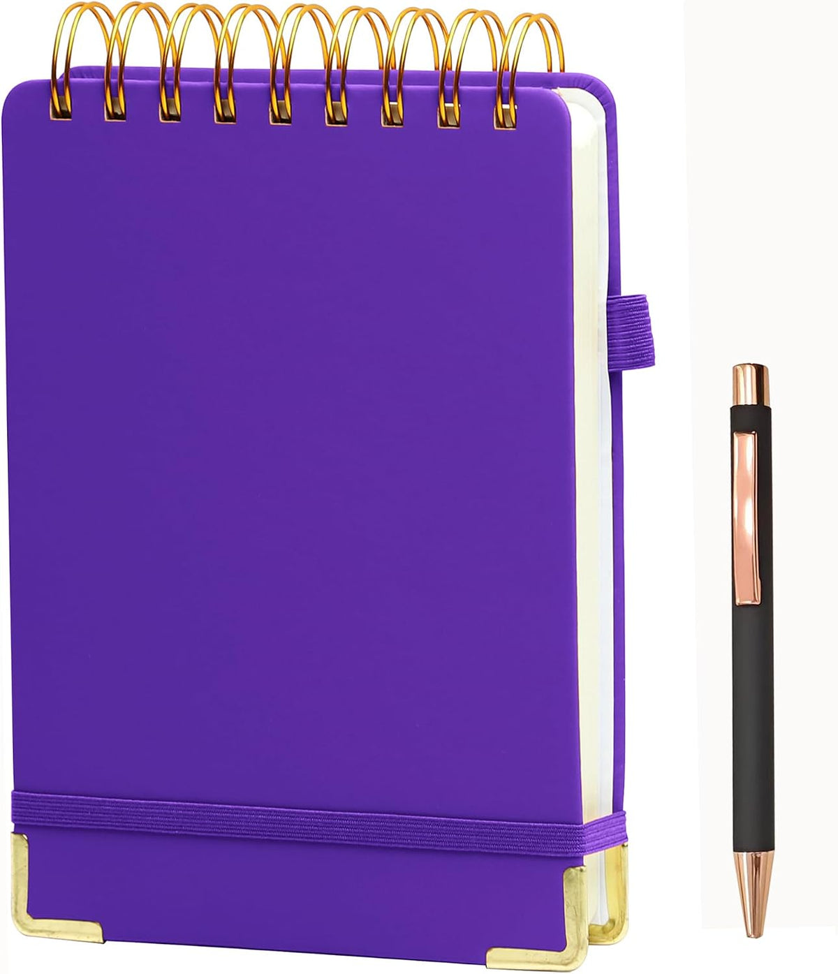 300 Pages Top Spiral Notebook 6x9 Leather Steno Pad Hardcover Steno Notebooks Top Spiral for Work Steno NotePad, 100 GSM Thick Paper, Left Handed Notebooks for Office College School, Black