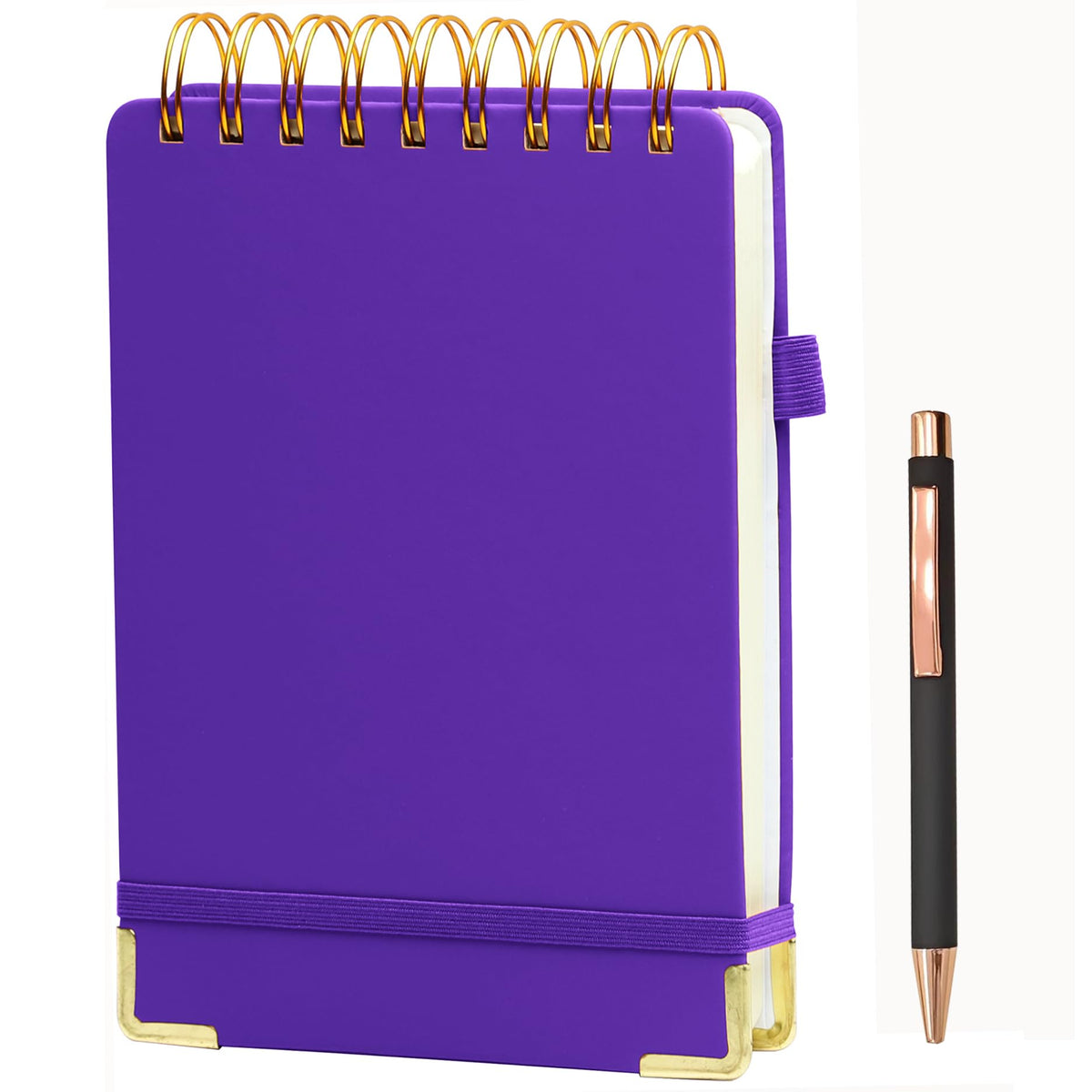 300 Pages Top Spiral Notebook 6x9 Leather Steno Pad Hardcover Steno Notebooks Top Spiral for Work Steno NotePad, 100 GSM Thick Paper, Left Handed Notebooks for Office College School, Black