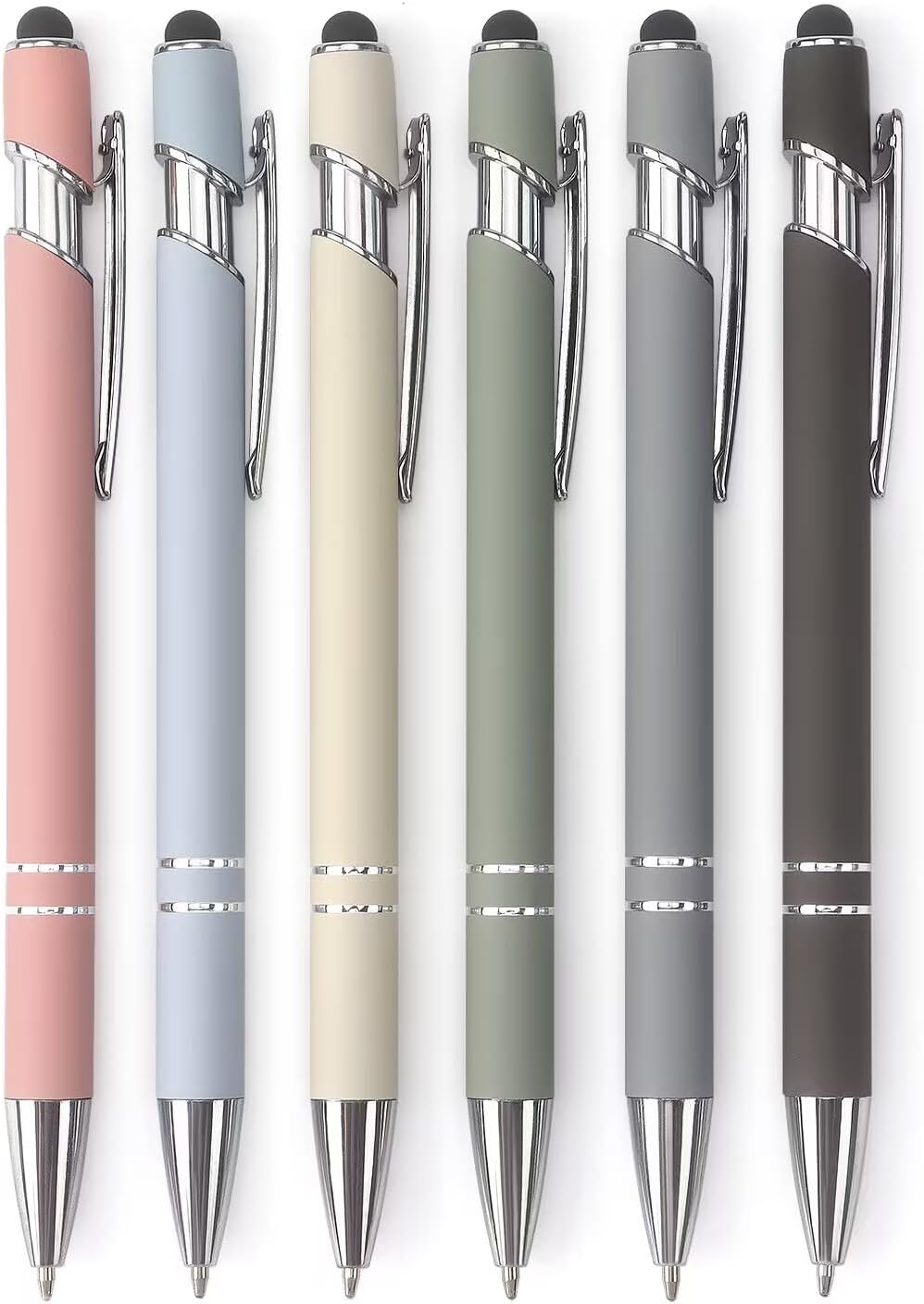 Ballpoint Pen 2-in-1 Stylus Pen with Stylus tip, 1.0 mm Black Ink, 6 Pack