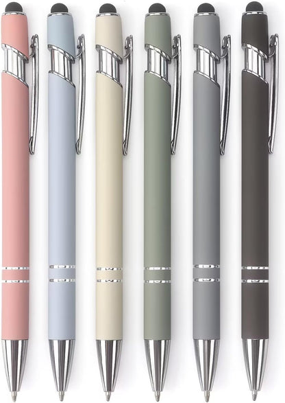 Ballpoint Pen 2-in-1 Stylus Pen with Stylus tip, 1.0 mm Black Ink, 6 Pack