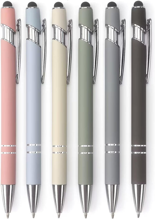 Ballpoint Pen 2-in-1 Stylus Pen with Stylus tip, 1.0 mm Black Ink, 6 Pack