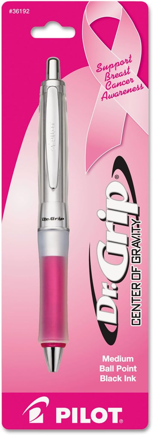 PILOT Dr. Grip Center of Gravity Refillable & Retractable Ballpoint Pen, Medium Point, Charcoal Grip, Black Ink, Single Pen (36180)
