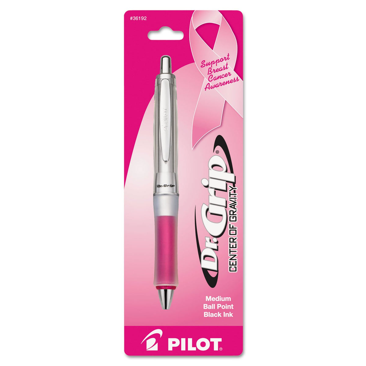 PILOT Dr. Grip Center of Gravity Refillable & Retractable Ballpoint Pen, Medium Point, Charcoal Grip, Black Ink, Single Pen (36180)