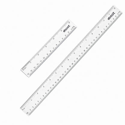 EBOOT 2 Pcs Clear Plastic Ruler Straight Ruler for School, 12 Inch