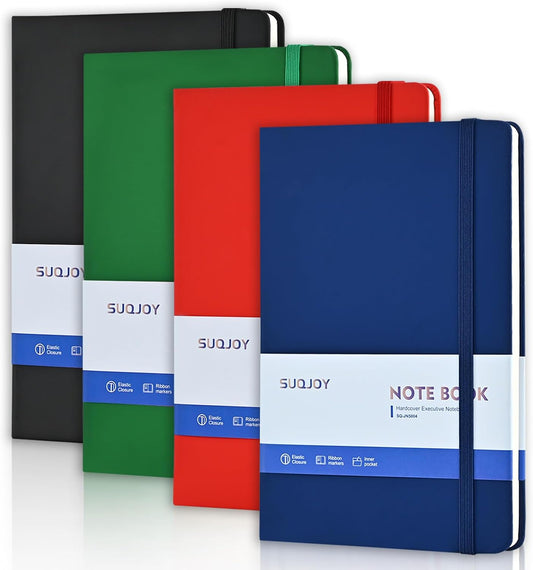 Lined Journal Notebooks, 4 Pack 160 Pages, 5.5x 8.2-Inch Journals for Women Men, Hardcover Notebook with 100 gsm Thick Paper, A5 Size College Ruled Notebook for Writing/Travel/Work (Assorted Color-4 Pack)