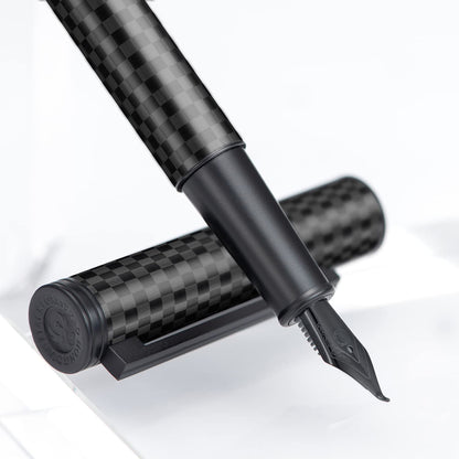 Matte Black Forest Fountain Pen Extra Fine Nib Classic Design with Converter and Metal Pen Box Set by Asvine