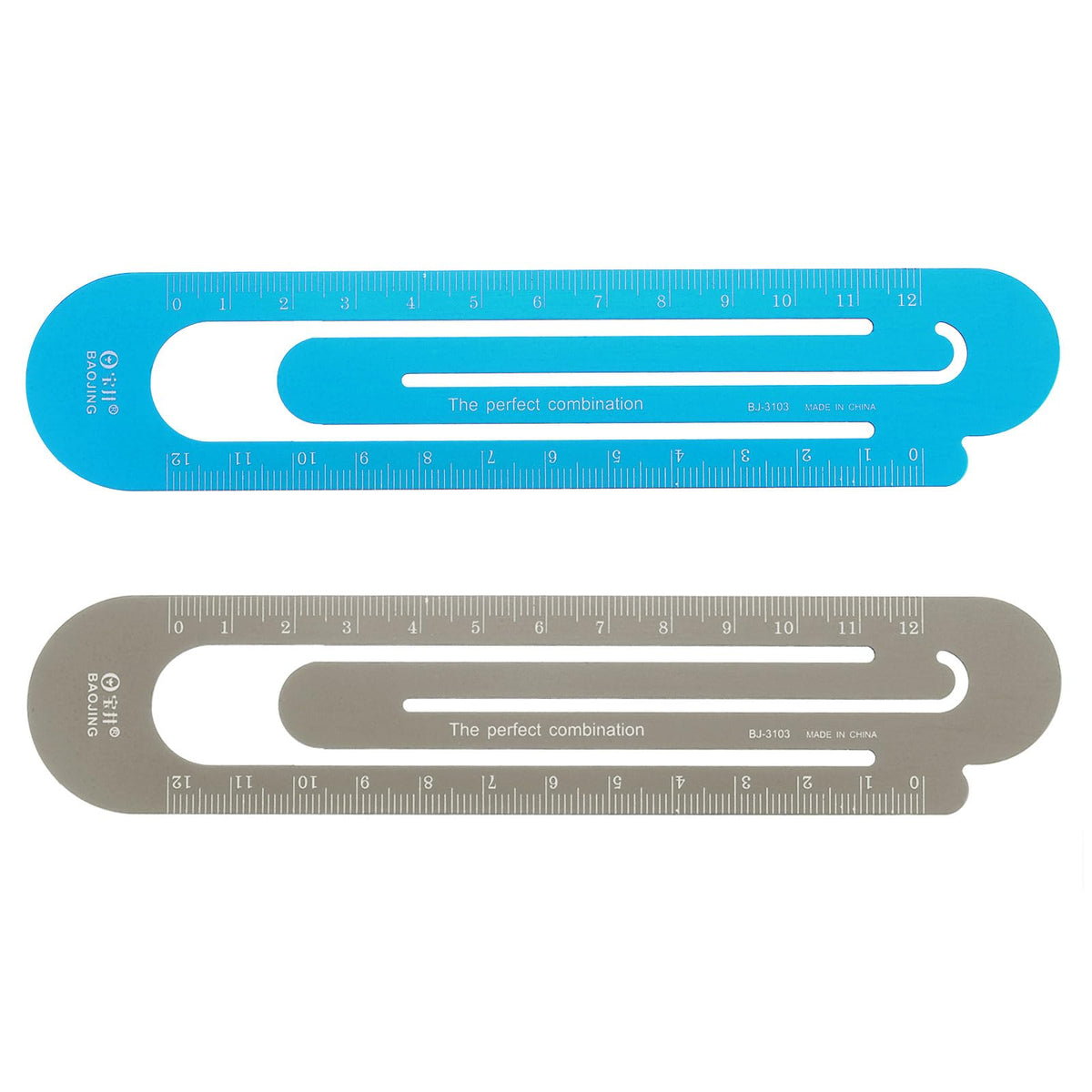 HARFINGTON Straight Ruler 12cm Metric Bookmark Clip Ruler Metal Aluminum Alloy Scale on Both Sides Measuring Scale Tool for Measure Study Reading Classroom Office, Silver Tone & Brown