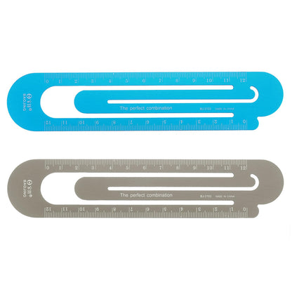 HARFINGTON Straight Ruler 12cm Metric Bookmark Clip Ruler Metal Aluminum Alloy Scale on Both Sides Measuring Scale Tool for Measure Study Reading Classroom Office, Silver Tone & Brown