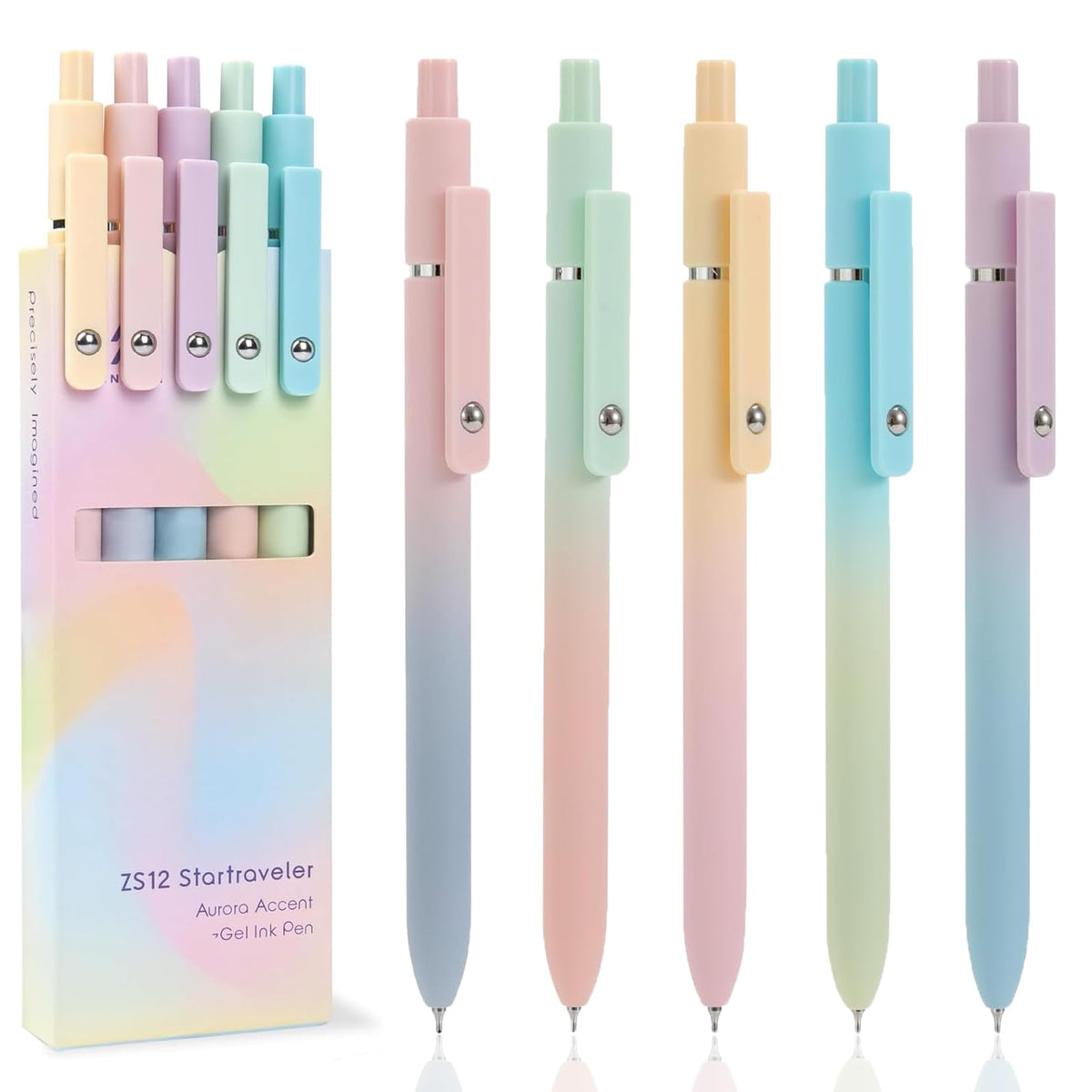 ACEES Gel Pens, 6 Pcs Retractable Quick Dry Black Ink Pen, 0.5mm Fine Point