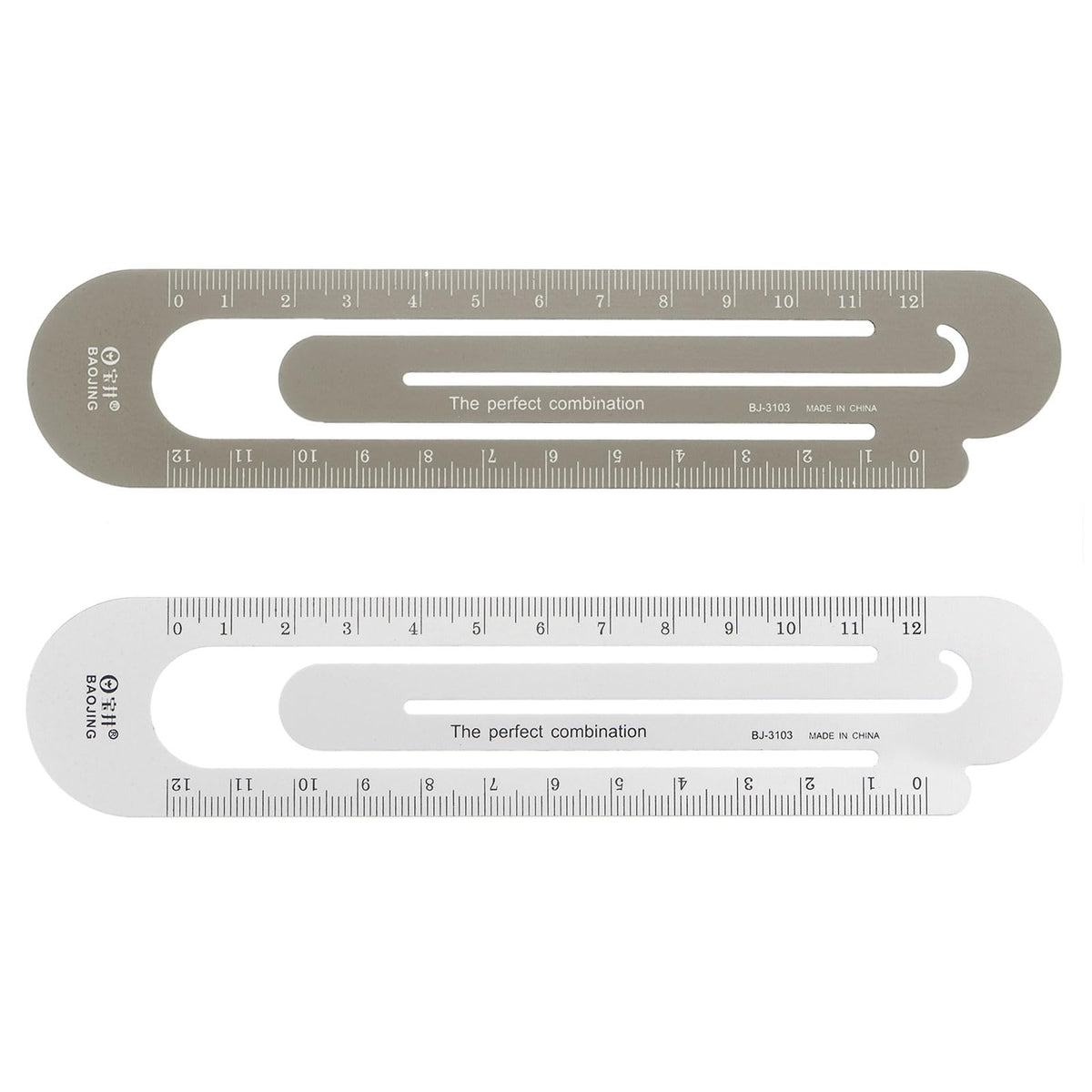 HARFINGTON Straight Ruler 12cm Metric Bookmark Clip Ruler Metal Aluminum Alloy Scale on Both Sides Measuring Scale Tool for Measure Study Reading Classroom Office, Silver Tone & Brown
