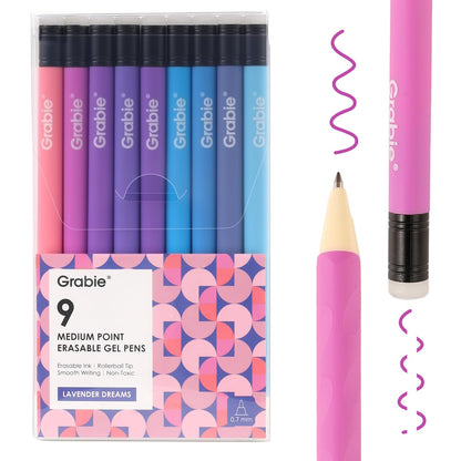 Grabie Erasable Gel Pens, 9 Color 0.7 mm Point, Rustic Reverie