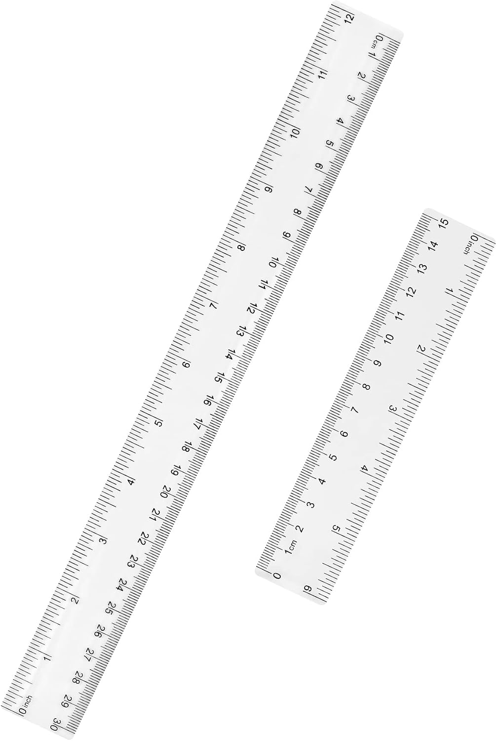 Unjoo Clear Plastic Ruler 6 Inch+12 Inch Straight Ruler, for School, Office