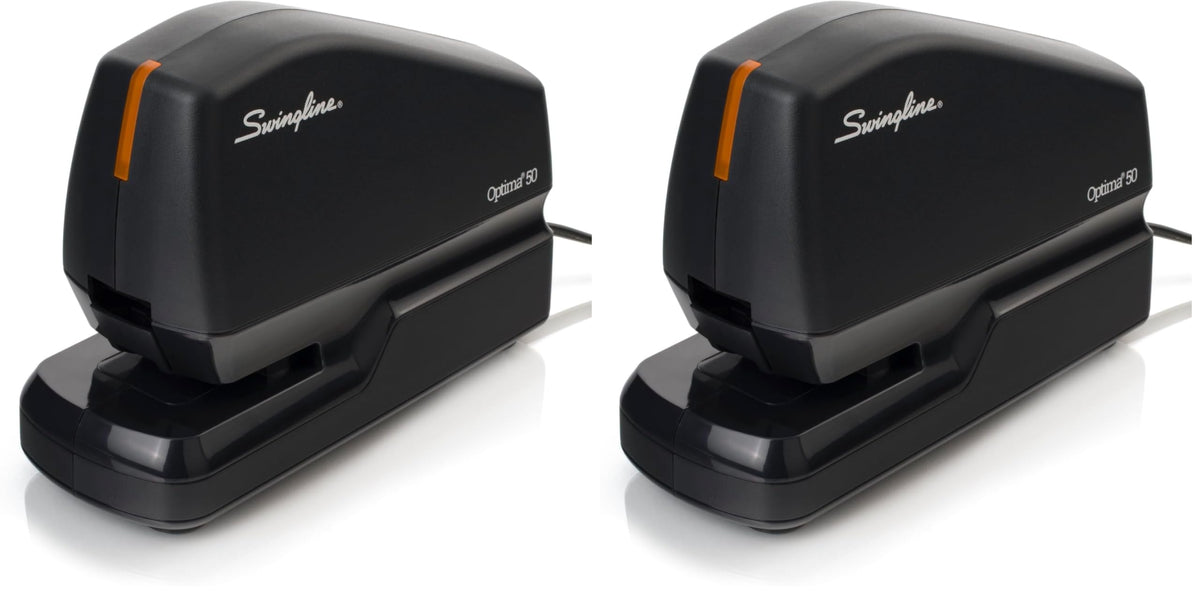 Swingline Electric Stapler, 20 Sheet Capacity, Optima 20, Jam Free, Compact, Automatic or Manual, Plug In or Battery, Orange and Gray (48207)