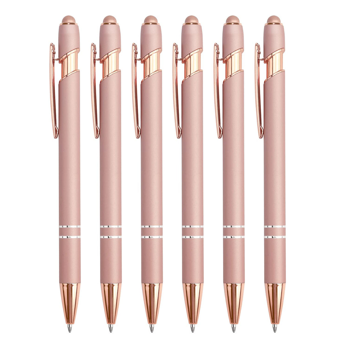 Ballpoint Pen 2-in-1 Stylus Pen with Stylus tip, 1.0 mm Black Ink, 6 Pack
