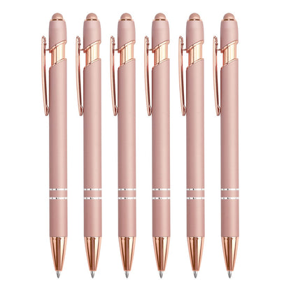 Ballpoint Pen 2-in-1 Stylus Pen with Stylus tip, 1.0 mm Black Ink, 6 Pack