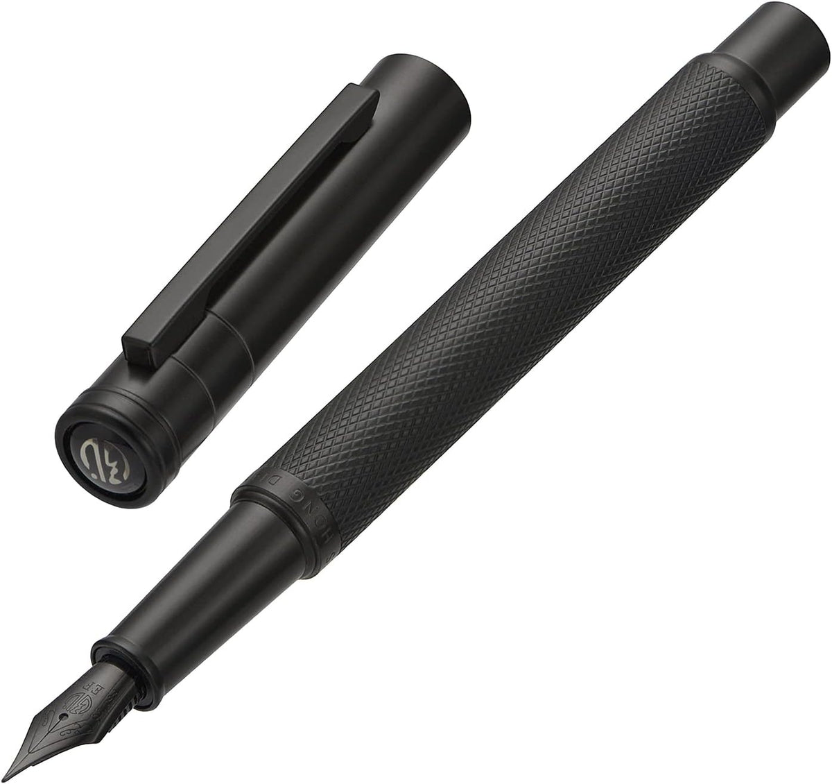 Matte Black Forest Fountain Pen Extra Fine Nib Classic Design with Converter and Metal Pen Box Set by Asvine