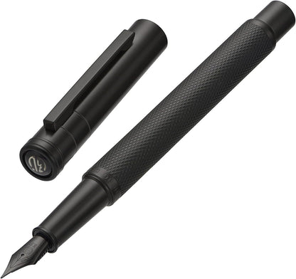 Matte Black Forest Fountain Pen Extra Fine Nib Classic Design with Converter and Metal Pen Box Set by Asvine