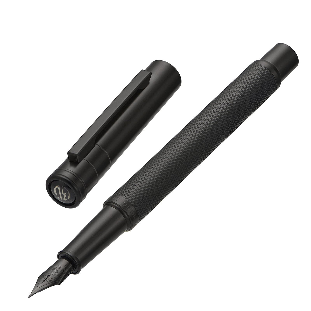 Matte Black Forest Fountain Pen Extra Fine Nib Classic Design with Converter and Metal Pen Box Set by Asvine