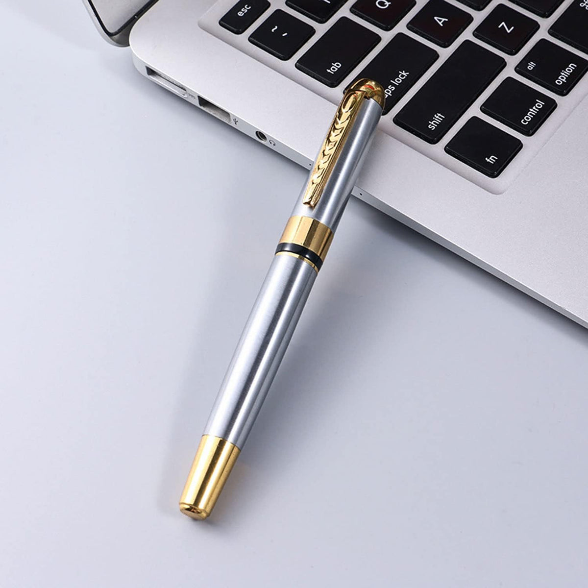 YIVONKA Ballpoint Pen Luxury Ballpoint Line Black Refill width 0.5mm Gift Set for Men & Women Professional Executive,Office,Nice BallPens Classy Gift Box (Silver)